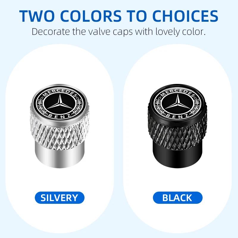HQQM3 4Pcs Car Tire Valve Stems Cap Knurling Style Tire Valve Cap for Mercedes Benz AMG Brabus Maybach Smart W205 W204 GLC CLA GLK
