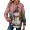 Женская мода Рождественский свободный топ с длинным рукавом и круглым вырезом
