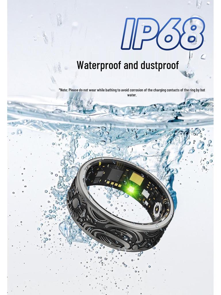 Bluetooth 5.0 Smart Ring: Titanium Steel, Non-fading, Monitors Heart Rate, Blood Pressure, Blood Oxygen, Sleep.