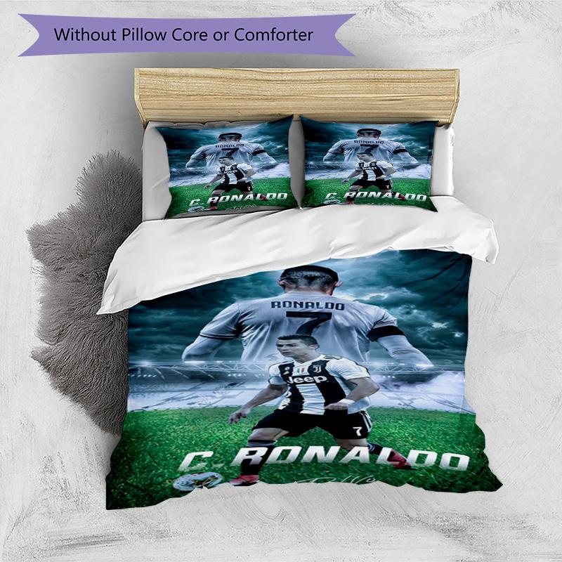 Ronaldo's Juventus Football Team Celebration Bedding Set, Breathable Duvet Cover with Pillowcases, Soft Bed Linen for Bedroom Home Decoration, Perfect