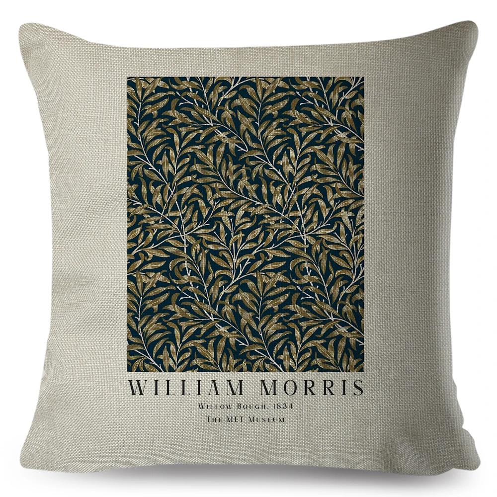 Nordic Style Cushion Cover William Morris Flower Pillowcase Linen Both Sided Decor Violets Botanical Throw Pillow Case for Sofa