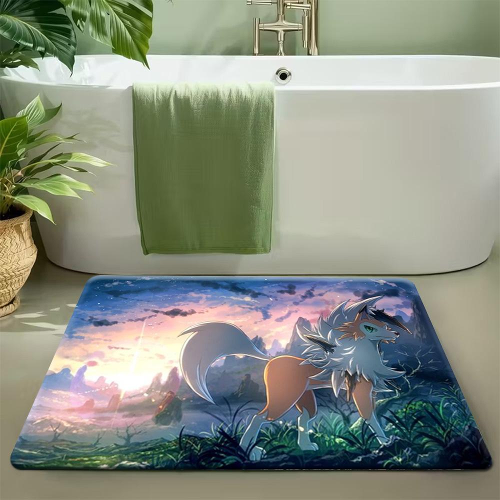 Anime Pokemon Celebi Cherry Blossom Print Absorbent Non-slip Indoor Entrance Doormat Home Bathroom Bedroom Decor Floor Rug Carpe