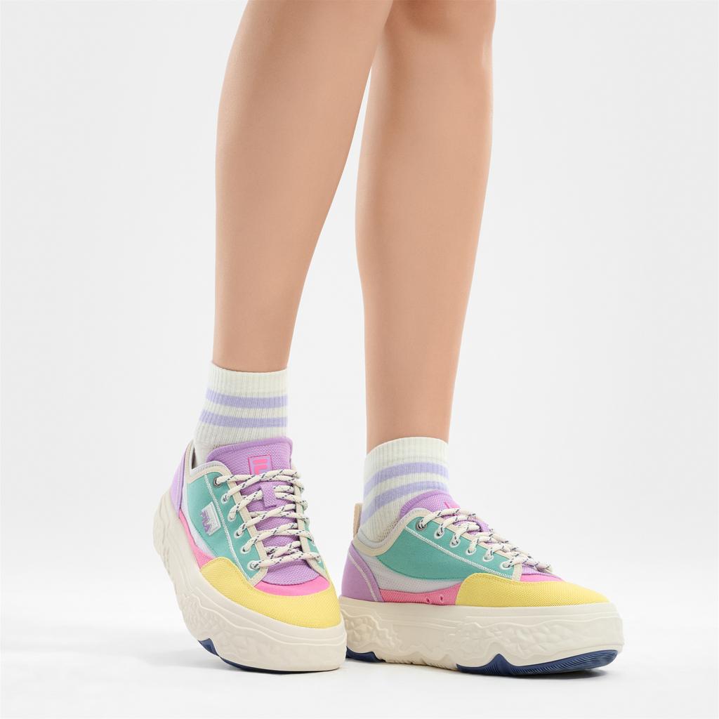 Fila ROCK Shoes Устойчивые к истиранию Низкие Кеды Женские Желтые Синие F12W421301FBG