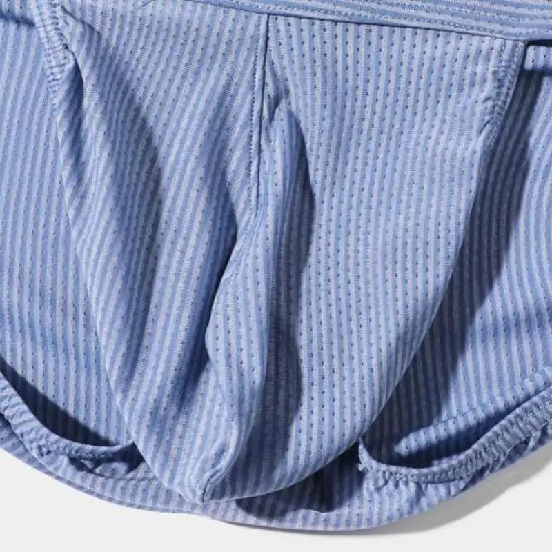 Мужское сексуальное полосатое эластичное нижнее белье, комфортные дышащие облегающие трусы, облегающие разноцветные брифы