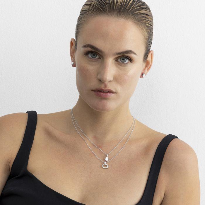 Boucles D'oreilles En Argent 925 Luxenter Avec Zircon Brillant Finition En Rhodié - Setentaitres