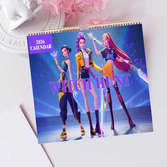 K-pop Охотники на демонов Календарь 2026 Янв. 2026 - Дек. 2026 12-месячный календарь на спирали, настенный календарь для дома и офиса