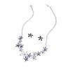Luxury hot-selling color flower stud earrings necklace set, fashionable painting oil flower women's versatile earrings neck chain