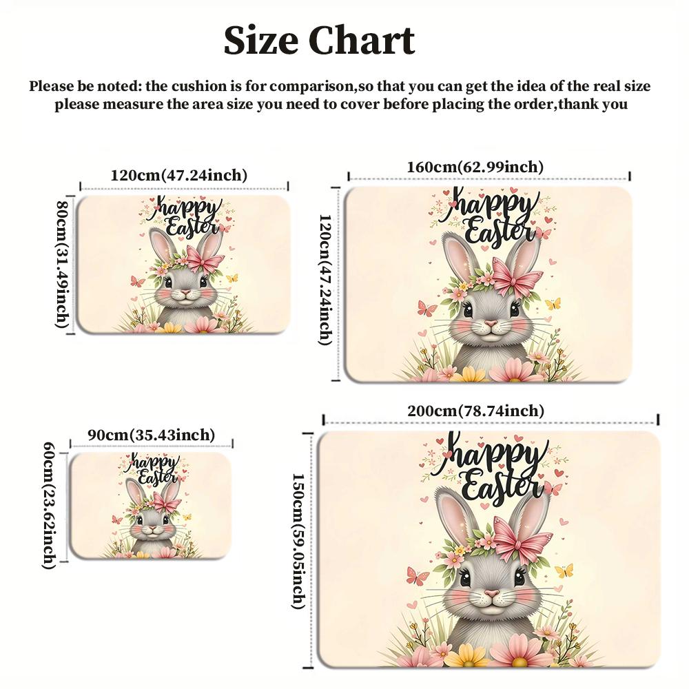 Adorable Easter Bunny Large Room Carpet Non Slip Cartoon Kids Bedroom Living Room Floor Mat Home Decor Children's Play Carpet
