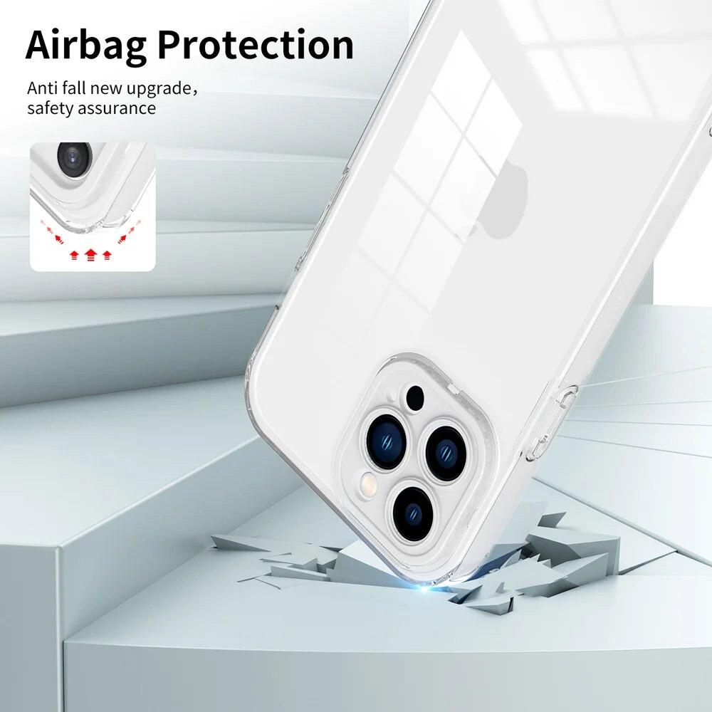 KEYSION Противоударный прозрачный чехол для iPhone 15 Pro Max 14 Plus, прозрачный силиконовый чехол из ТПУ + чехол для телефона из поликарбоната для iPhone 13 12 11 Pro Max