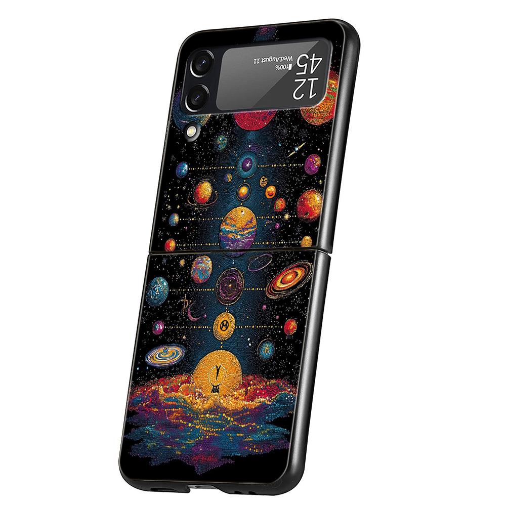 Sun Moon Stars Hard PC Phone Case For Samsung Galaxy Z Flip 7 6 5 4 Black Cover For Galaxy Z Flip 3 Foldable Capas Fundas Coque