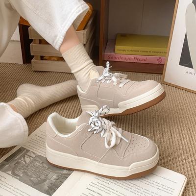 Цветовая гамма, повседневные, ретро, универсальные, на толстой подошве, женские, 2025, новые, весна-осень, легкие, низкие, на платформе, спортивные туфли