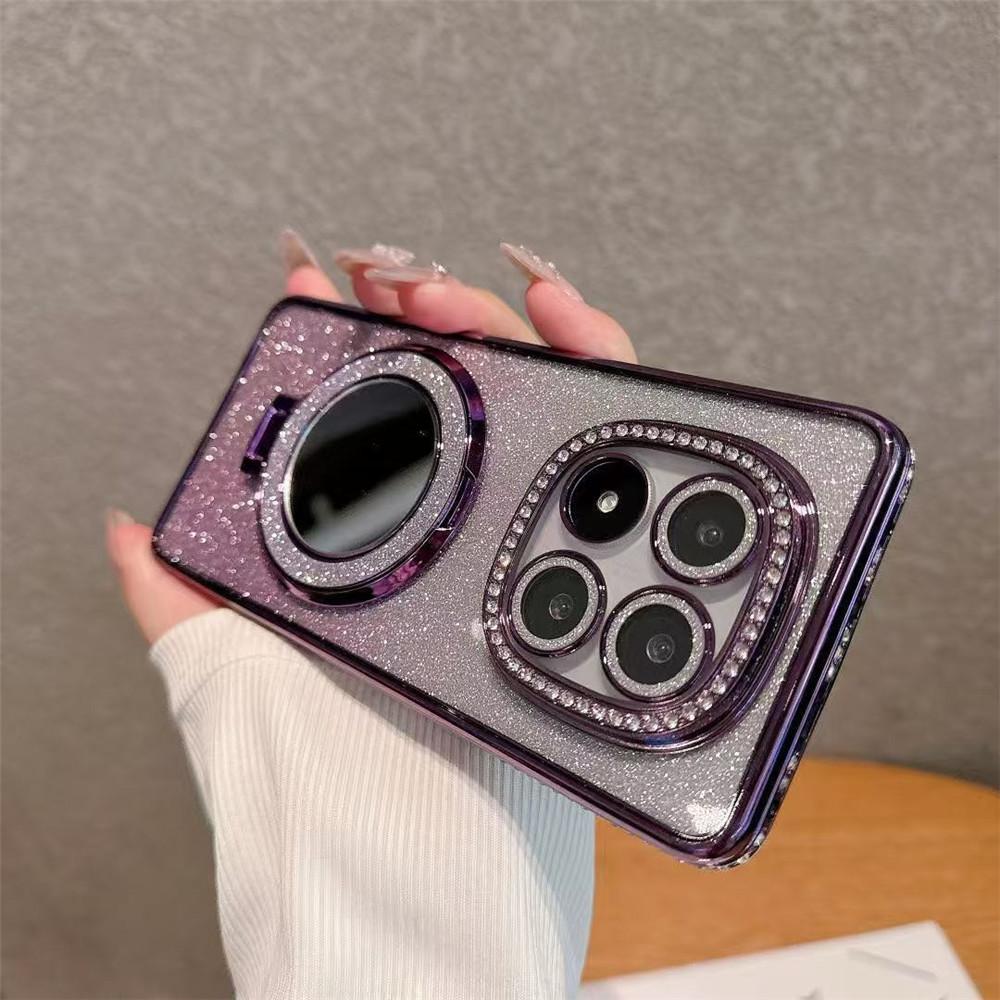 Чехол-подставка с магнитным креплением и зеркальным блеском для Xiaomi Remi Note 14 Pro 5G 13 Pro Plus 12 11 10 Pro 11S 10S 14C 13C A3 4G