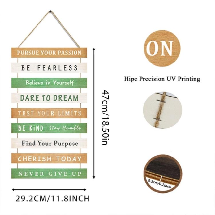 Inspirational Wood Sign Wall Decoration with Empowering Messages for Home and Work space Decorating