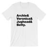 Футболка Archie Comics. Футболка Archie Comics Riverdale с Арчи, Вероникой, Джагхедом и Бетти. Желтая, черная, белая, серая или красная. Мягкая хлопковая футболка.