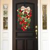 Bowknot Christmas Upside Down Tree Pendant Plastic Christmas Wreath Door Decoration   Front Door