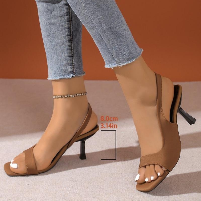 Женские босоножки на высоком каблуке, летние, новые, модные, с квадратным носком, с открытым носком, женские, элегантные, повседневные, удобные, черные босоножки на высоком каблуке