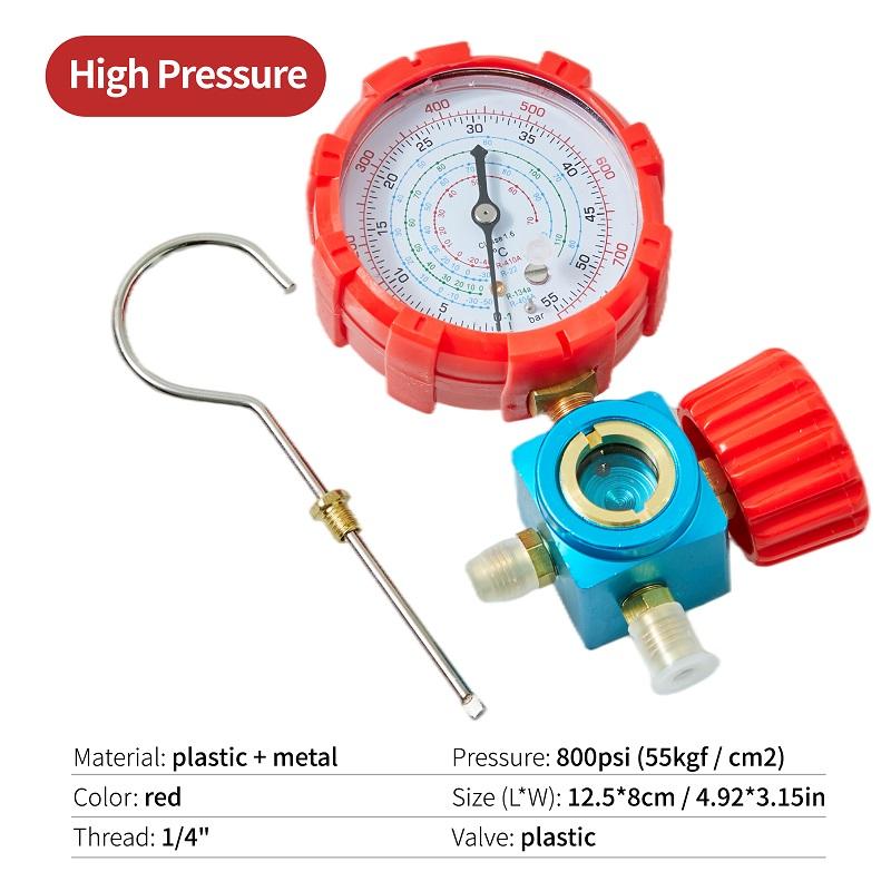 HOWHI Pure Copper Refrigerant Pressure Gauge R134a/R410/R22/R404A Air Conditioning and Fluoride Table Low/high Pressure