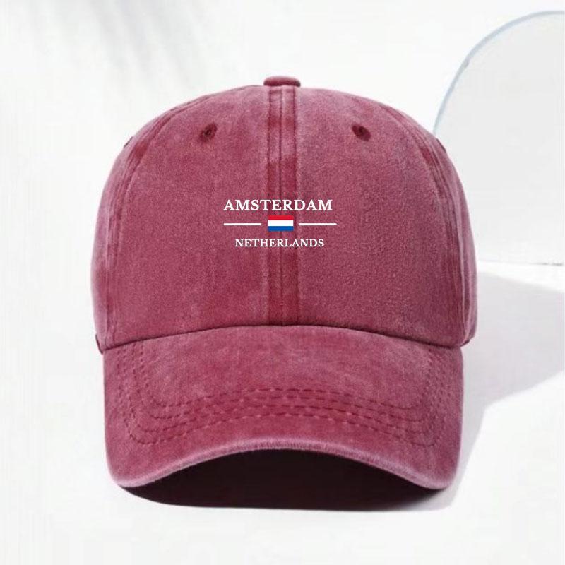 Кепка для бейсбола Винтажная Потертая Туристический сувенир Регулируемая Snapback Кепка Для Мужчин и Женщин Нидерланды Туристический Подарок Амстердам Стиранный Хлопок