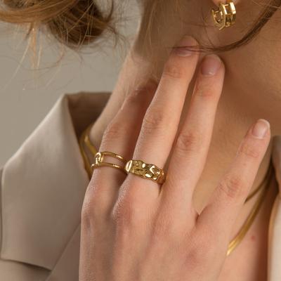 Кольцо Kink Hollow Open Ring из нержавеющей стали с позолотой, модное, из титановой стали, женское