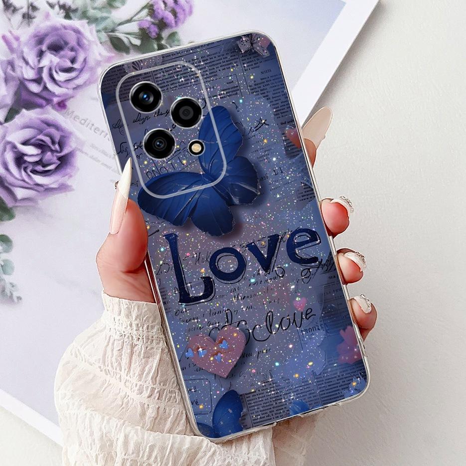 For Honor 200 Lite Case Cute Love Heart Butterfly Painted Cover Clear Silicone Phone Case For Honor 200 Lite 200Lite Soft Fundas