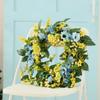 Door Spring Wreath Realistic Artificial Floral Wreaths with Green Leaves for Home Wall Door Decoration