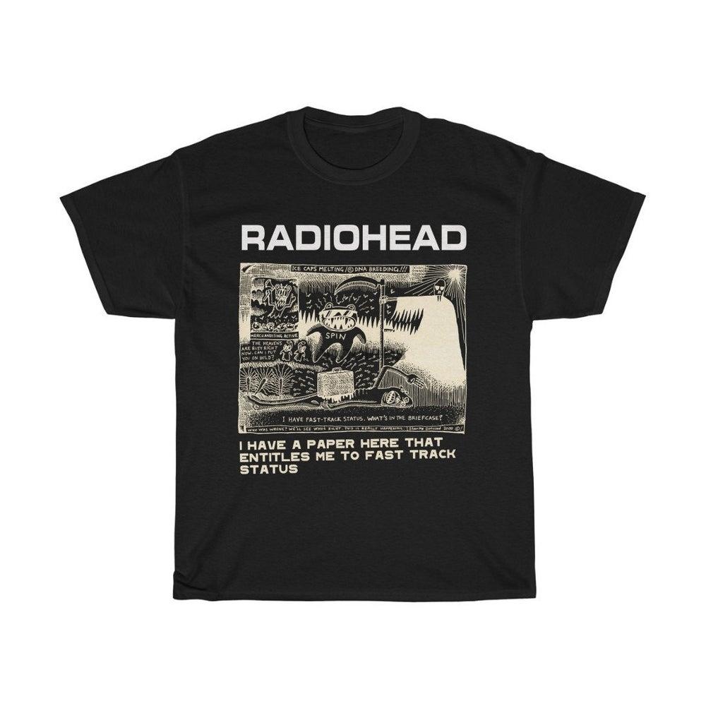 Футболка с принтом Radiohead Rock Boy, хлопковая, мужская, женская, с коротким рукавом, Harajuku, хип-хоп, пара, с круглым вырезом, модная, кавайная, свободные топы