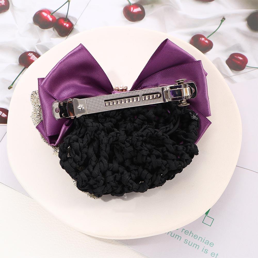 Professional Lady Pearl Hair Accessories Flight Attendant Bow Hair Net Hairgrips Lace Bow Hair Clip