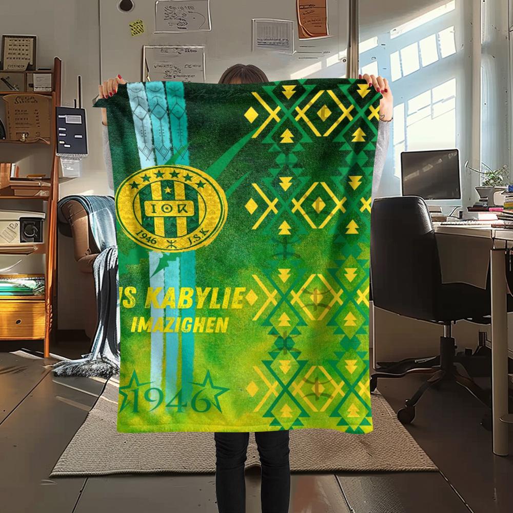 1Pc js Kabylie Print Flannel Blanket High Quality Warm Comfortable Cover for All Seasons Perfect for Gifts Home Decor