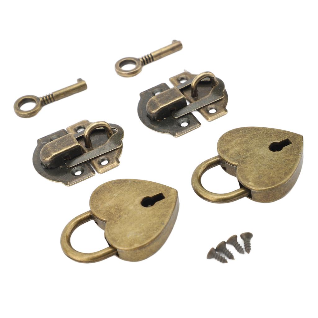 2 комплекта деревянная коробка защелка-засов набор навесной замок античная защелка-засов из цинкового сплава и в форме сердца