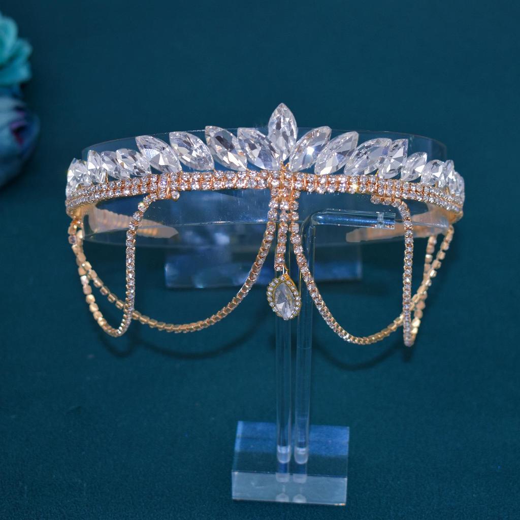 Ручная работа Тиара с кристаллами и кисточкой для свадебных причесок (DZ051)