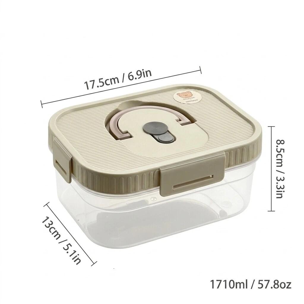 Plastic Sealed Preservation Box With Lid&Handle Stackable Meat Fresh-keeping Fruit Vegetable Storage Container Microwaveable