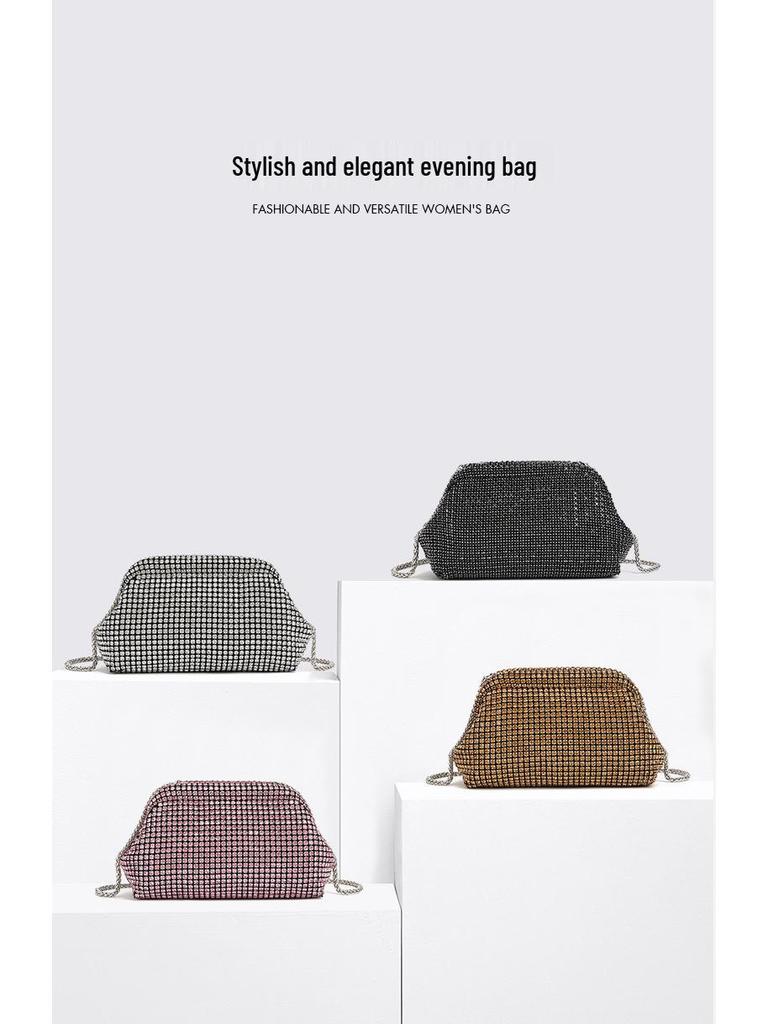 Облачная сумка: Женский вечерний клатч со стразами и плечевой цепочкой, кроссбоди в форме ракушки.