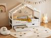 Children's bed with roof design, 2 large drawers, wood+MDF frame, UV coating almost odorless, capacity up to 120 kg, suitable for 90×200 cm mattress