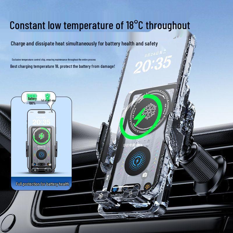 Universal Magnetic Wireless Car Charger & Phone Holder with Cooling and Fast Charging