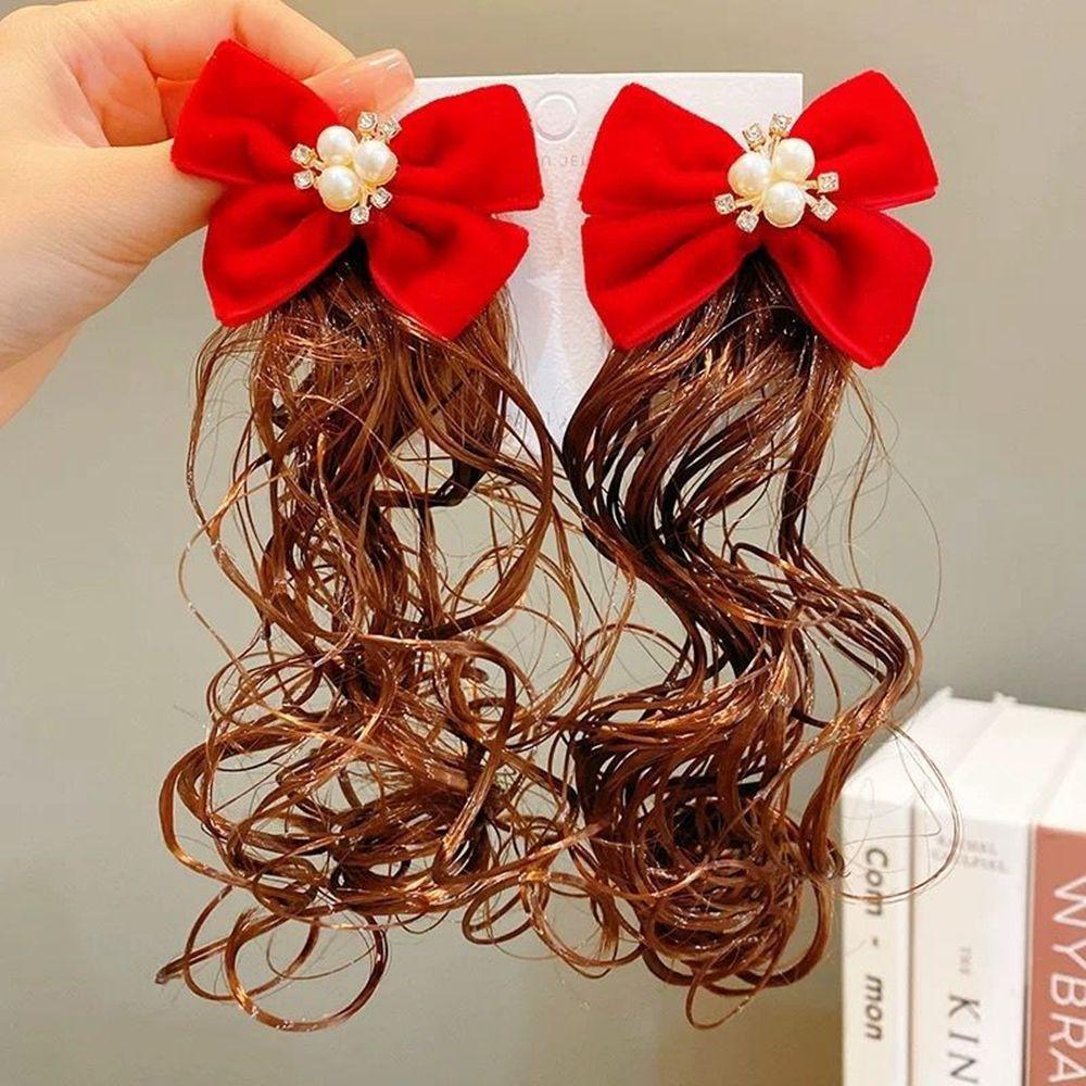 Chinese Style Hair Clip Baby Wig Hairpin Child Hair Accessories New Year Headdress Bow Hairclip