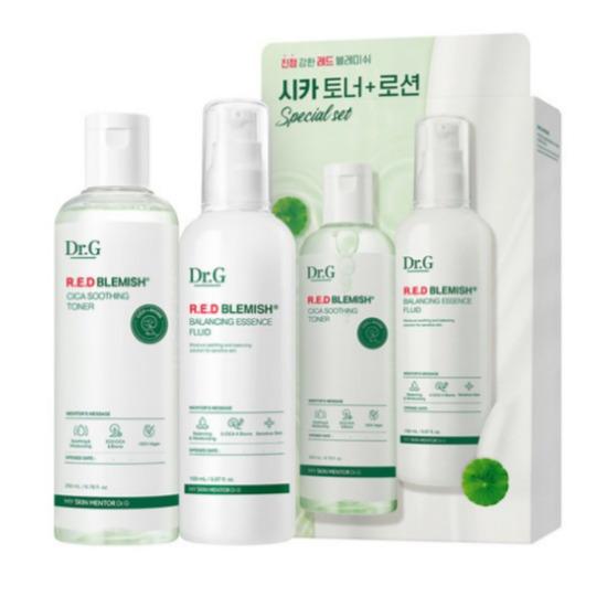 a0212  Dr.G Red Blemish Cica Soothing Toner & Balancing Essence Fluid Set (Toner 200 mL + Essence Fluid 150 mL)