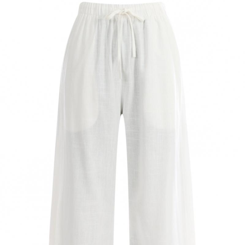 Shop Women S waiSt Strap Linen Wide pantS Black Pic Wpt 11877