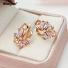 SIMJOO Rose Gold Colorful Zircon Earrings Vintage Luxury Earrings