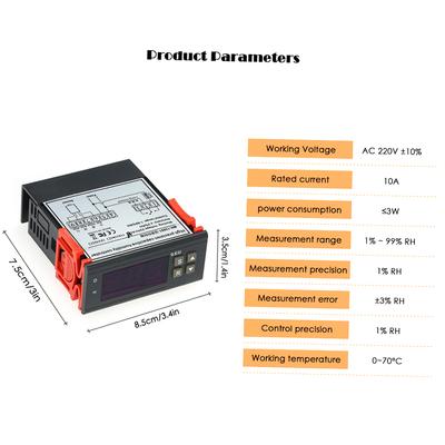 10A 220V Мини цифровой контроллер контроля влажности воздуха Диапазон измерения 1 процент ~ 99 процентов с датчиком