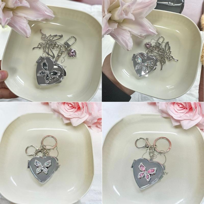 Vintage Style Butterfly Heart Keychain Lightweight Butterfly Heart Keychain With Vintage Appeal for Bags Keys Backpacks