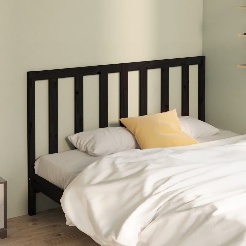 Headboard in Black 146 x 4 x 100 cm Solid Pine Wood