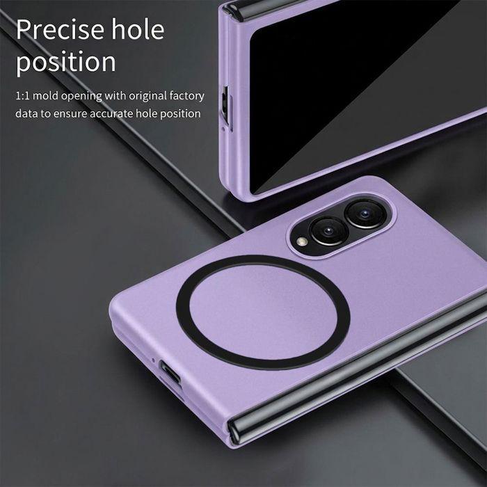 Coque avec 2 Verres Trempés pour Samsung Galaxy Z Fold 8, Rigide avec Cercle Magnétique - Violet