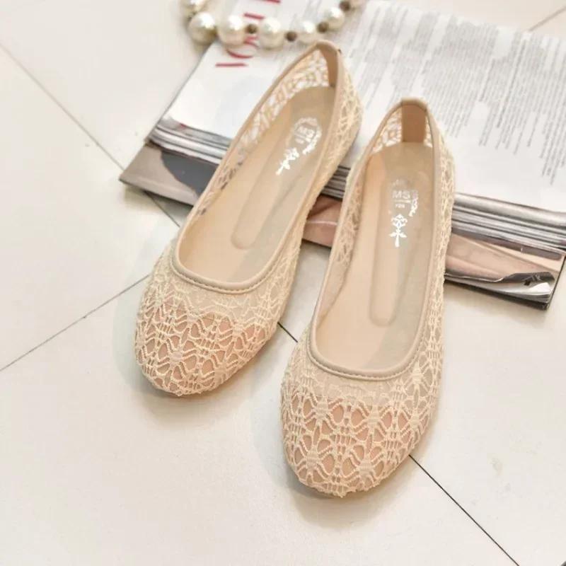 Новинка 2024 года, женская обувь на плоской подошве, балетки, модная женская обувь с бантом, без шнуровки, милая летняя женская обувь на плоской подошве с вырезами