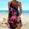 Пляжная одежда Мини-платье с принтом Премиум-топ Свободная юбка Повседневное современное платье без рукавов Свободный крой Для улицы Повседневное Лето