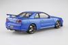 Серия моделей Aoshima Bunka Kyozai Модель Nissan BNR34 Skyline II 2000 Bayside Blue Пластиковый модельный комплект ООО. (АОСИМА) 1/24 Предварительно окрашенный GT-R V-spec 03-A