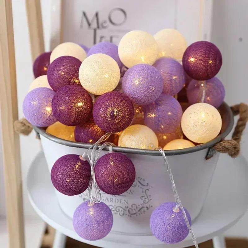 Xiaomi 10/20LED Cotton Ball Garlands Fairy Lights String Battery Power Outdoor Wedding Party Valentine's Day Room Ramadan Decoration