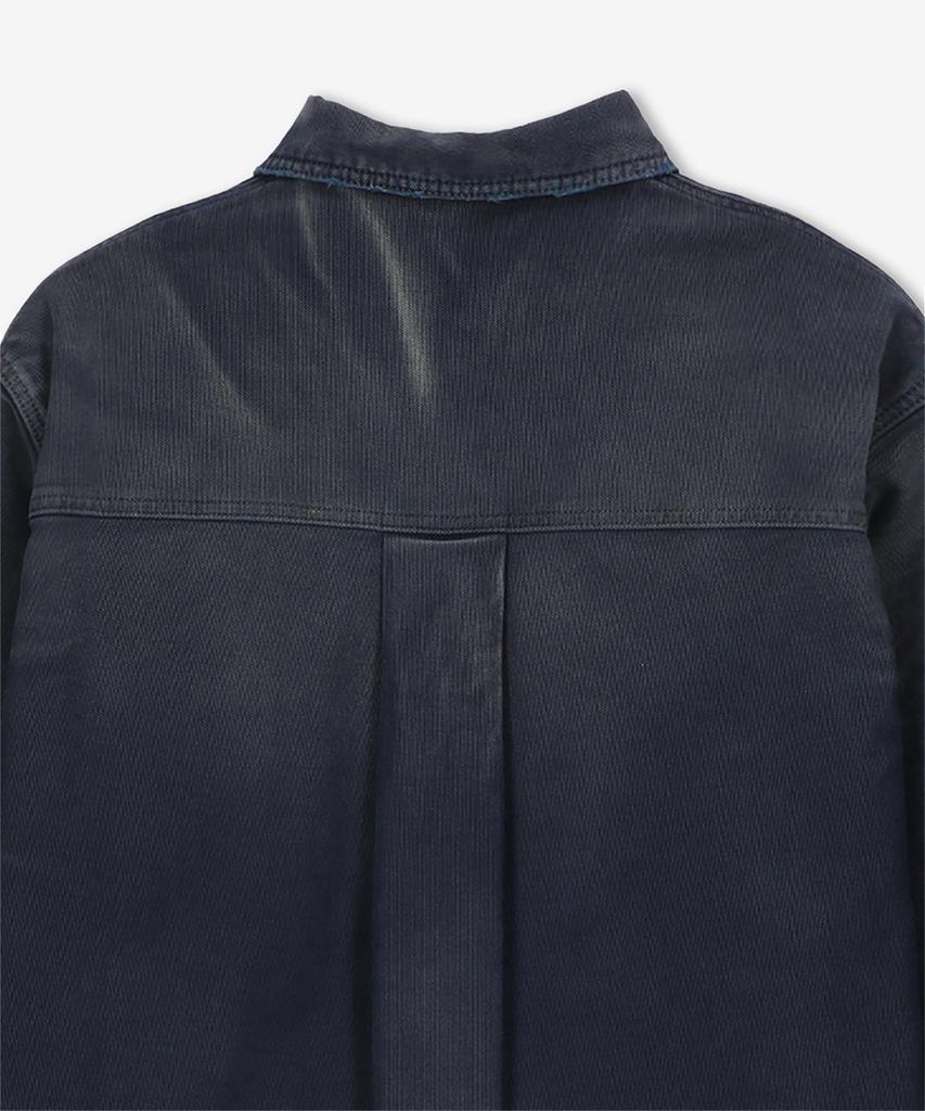 HERON PRESTON Men'S Distressed Button-Up Denim Shirt - Navy / Hmge002F23Fab0014600