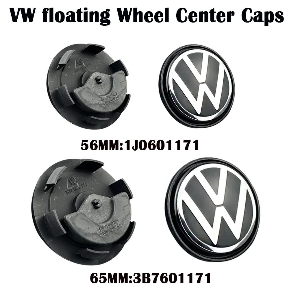 VW 4pcs 56mm 65mm VW floating Car Wheel Center Caps Hubcap Cover for VW Jetta MK5 Golf Passat styling CC Golf 3B7601171 1J0601171GD2