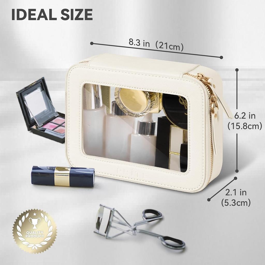 Clear Makeup Bag Golden Zipper Fashionable Cosmetic Organizer Case Waterproof PU Material Travel for Toiletry Pouch for Skincare