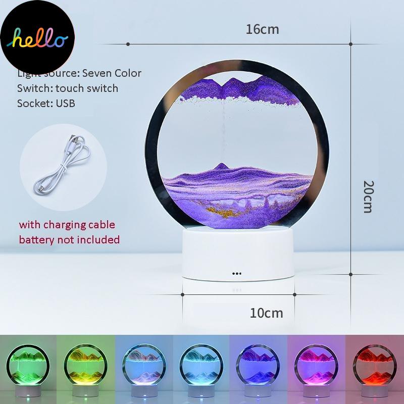 Светодиодная лампа для песка, художественная рамка с движущимся песком, RGB USB, песочные часы, 3D, глубокий морской пейзаж, дисплей в движении, украшение, ночник